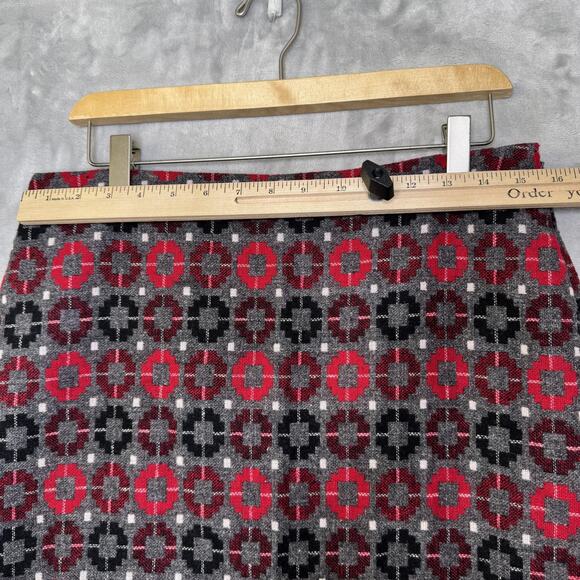 Talbots Skirt Womens 8 Gray Red Wool Blend A-Line Lined Side Zip Geometric Tweed - Picture 6 of 9